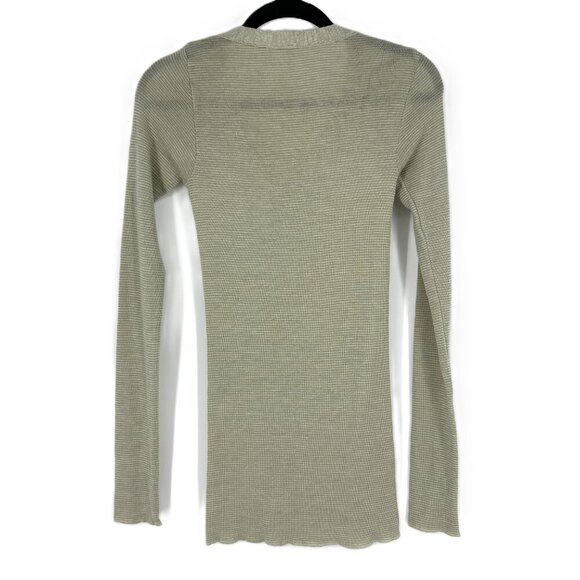 Scanlan Theodore Wool Blend Lightweight Semi Sheer Knit Long Sleeve Top Tan OS - Picture 5 of 10